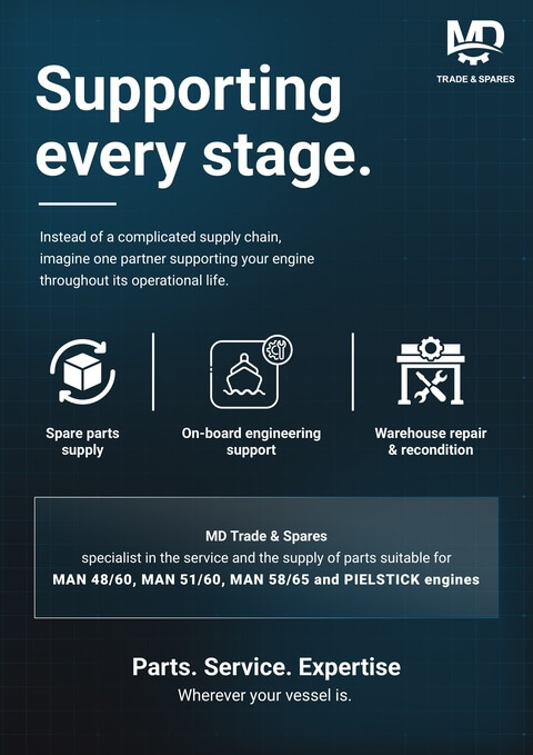 Your engine doesn't need support just once. It needs support throughout its life.
At MD Trade & Spares, we've evolved from a specialist spare parts supplier into a partner
supporting the entire lifecycle of your MAN 48/60, MAN 51/60, MAN 58/64 and Pielstick
engines. 
MAN 48/60 engine spares
MAN 51/60 engine spares
MAN 58/64 engine spares
Pielstick PC2.2 engine spares
Pielstick PC2.5 engine spares
Pielstick PC2.6 engine spares